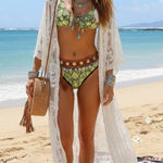 Cabana Del Sol Bikini set size large green neon and black snake print design like new Photo 0