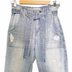 Vervet Mom Jeans Acid Wash Tie-Waist Paper Bag Distressed Denim Women’s Size 26 Photo 2