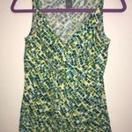 Ann Taylor Tank Top Green & Blue Confetti Squares/ Geometric Print Sz XS EUC Photo 0