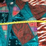Y2K Whimsygoth Velvet Silk Wool Teal Blue Patchwork Artsy Floral Jacket Coat Cardigan Shirt Long Sleeve Boho Hippie Indie Funky Paisley Brown Photo 4