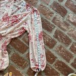 Princess Polly  Cream & Red Floral Sheer V-Neck Wide Smocked Waist Mini Dress 8 Photo 9