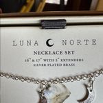 NIB Luna Norte Moonstone Crescent Moon Layered Necklace Set Silver Photo 2