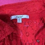 Papaya Red Sleeveless Button Down Blouse Photo 1