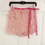 Japanese Kawaii Y2K Pastel Pink Velevt Bow Cottage Ballet Mini Tier Skirt Skorts Size XS Photo 1