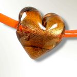 Free People  Under the Sea Collar Orange NWT Choker Glass Heart Pendant Bohemian Photo 5