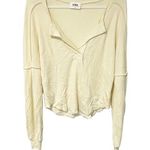 LNA  Size XS OVERSIZED Cream Ribbed Deep V Neck Long Sleeve Top Photo 0