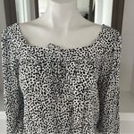 EXPRESS Square Neck Blouse, Black & White Size S Photo 1