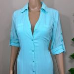 EXPRESS  Teal Aqua Button Down Military Dress Photo 3