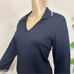 Oscar de la Renta Oscar De La Rente Silk Polo Shirt Navy Photo 3