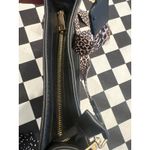 Chic Black Crossbody Bag with Leopard Print Guitar Strap Gold Hardware purse Photo 3