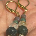 Handmade  Moss Agate + Citrine + Green Aventurine Beaded Earrings ✨ Photo 1