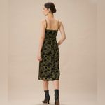 Rihoas Green Jacquard Ruched Slit Midi Dress Size XS Photo 4
