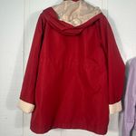 kim rogers  Red and Tan Hooded Lightweight Rain Jacket Size Large EUC Photo 4