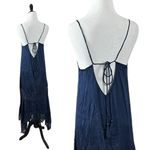 Free People Plunge Lace Maxi Slip Dress Midnight Navy Retro Y2K Fairy Small NWT Photo 9