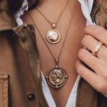 Gold Double Coin Medallion Necklace Photo 1