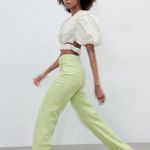 ZARA  GINGHAM STRAIGHT LEG PANTS GREEN SIZE S NEW Photo 10