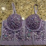 Rhinestone Lavender Embellished Bustier beaded sparkle size 38 Purple Photo 0