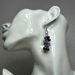Purple burgundy faux pearl cluster dangle earrings Photo 5