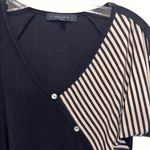 Vintage Atelier 29 Black and Tan Striped Short Sleeve V Neck Top with gemstones Size M Photo 2