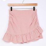 Lulus  NWT Our Summer Love Coral Pink Gingham Ruffled Skort S Photo 0