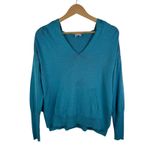 CAbi Hop to Knit Hoodie Small Blue V-Neck Pullover Sweater Comfy Cotton Blend Photo 1