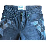 Free People Sandrine Rose Los Angeles black wide leg embroidered jeans size 24 Fray Hem Photo 4