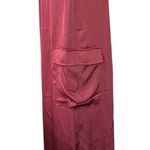 Emerson LANG MAXI Burgundy Cargo Satin Skirt Size M Photo 7