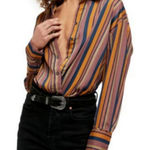 Free People We The Free Moody Blues Striped All Smiles Button Down Top Photo 0