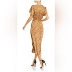 Paige  Alayna Snakeskin Print Belted Midi Dress Bronze Size L Button Front EUC Photo 1
