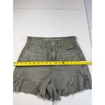 American Eagle  Olive Green Distressed Denim Shorts High Waisted Size 2 Photo 2