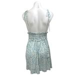 ZARA Blue Linen Floral Sleeveless Smocked Mini Cami Camisole Tank Dress Size M Photo 2