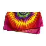 Tie dye small square scarf with love sign hippie boho festival head scarf Photo 1