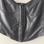 SheIn Black Faux Leather Crop Top Corset Adjustable Spaghetti Straps Halloween S Photo 4