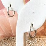 14K STS White Gold Hoop Earrings Textured Design Small Minimalist Lightweight Silver Photo 4