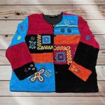 Allure Blazer Jacket Womens 2X Embroidered Colorblock Artsy Vintage Coogie Style Photo 0