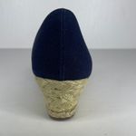 Coach and Four Women's Espadrilles Black Open Toe Wedge Sandals Sz 8.5 Casual Blue Photo 4