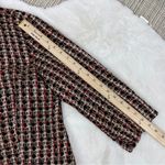 Chico's Tweed Metallic High Neck Open Front Blazer Jacket Red Black Gold Medium Photo 12