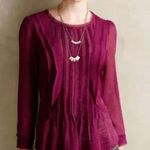 HD in Paris by Anthropologie Pleated Burgundy Thistleberry Blouse - Size - 10P Photo 0