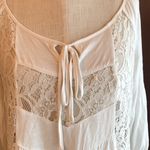 Charming Charlie 3/4 sleeve flowy cream knit top with lace insets and tie neck M Photo 5