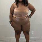 SKIMS  Light Brown Faux Leather Biker Shorts - Size 3x Photo 2