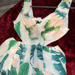 Davi & Dani White Green and Pink Floral Dress Romper Deep V Tie Back Cut Out Style Size L Photo 2
