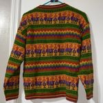 artesania los incas Colorful Green and orange alpaca 100% sweater Size M Photo 3