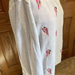 Talbots Sweatshirt Womens Sz XL Gray Pink Embroidered Parrots Scoop Neck Ladies Photo 1