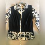 Apt. 9  mock 2 in 1 V- neck Gorgeous Black and white print sweater. Size PL Photo 5