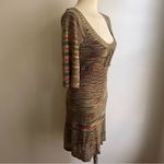 Guess Vintage 90s Jeans Gold Bodycon Knit Dress Medium Rasta Red Yellow Green Photo 4