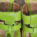 b.o.c. Green Leather Cork Sole Wedge Sandals Size 9 Green Leather Wedges Photo 3