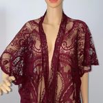 Emerette Burgundy / Wine Colored Lace Short Sleeved Kimono Size Small Photo 1