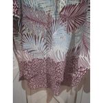 Fig and Flower Tunic Top XL Abstract Print 3/4 Sleeve Round Neck Button Detail Purple Photo 4