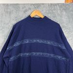 Vintage Spunky Made in USA Blue Knit Striped Sweater One Size/ Large Photo 2