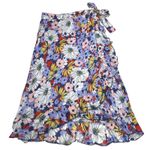 Anthropologie Maeve Sybil Floral Ruffle Wrap Skirt Daisies Purple Pink Size M Size M Photo 1